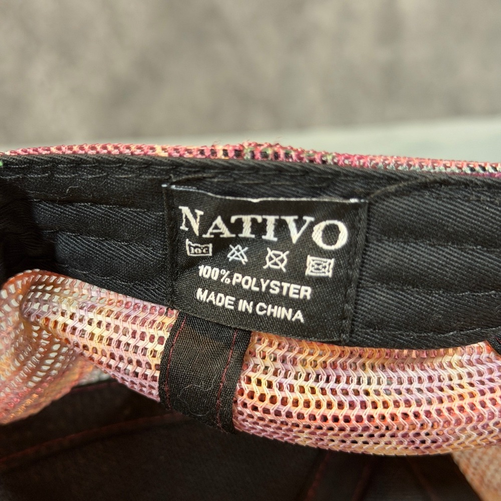 Nativo Southwestern Geometric Mesh Trucker Hat Snapback Yellow Burgundy Cap - Picture 5 of 7